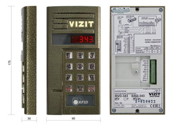 Вызывная панель цветная БВД-343FCPW