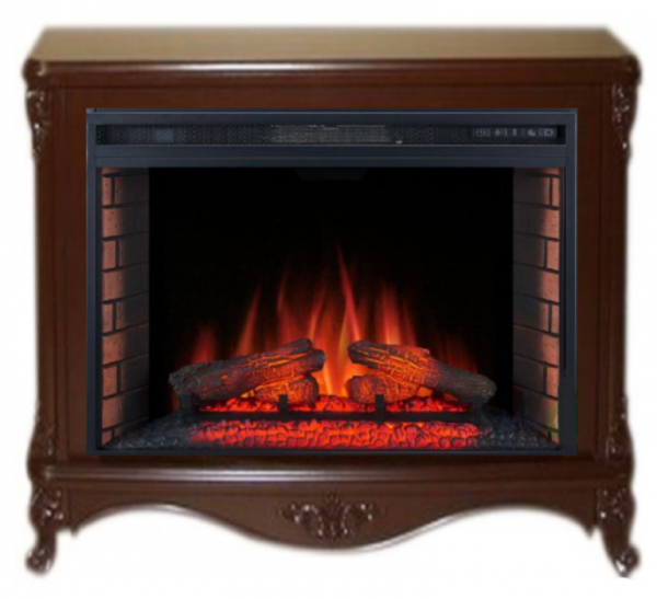 Электрокамин с широким очагом 2D Glenrich Версаль Vision 28 с царгой Шоколад