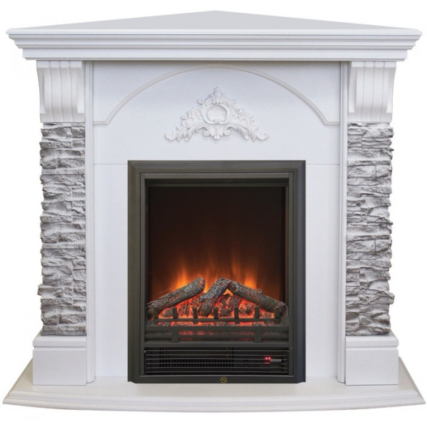 Электрический камин с электронным управлением Real-Flame Athena Corner GR STD/EUG/24 WT с очагом Eugene