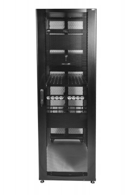 Шкаф серверный напольный ЦМО ШТК-С Проф, 42U, 1950х600х1000 мм (ВхШхГ), дверь: перфорация, задняя дверь: перфорация, боковая панель: сплошная, 2 части, сварной, цвет: чёрный, (ШТК-СП-42.6.10-44АА-9005)