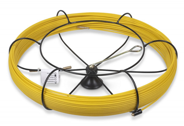 Протяжка для кабеля Cabeus, Полиэтилен, Ø с оболочкой: 4,5 мм, 15 м, металлическая кассета тип2, пруток из стеклопластика, (Pull-M2-4,5-15m)