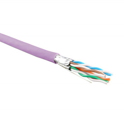 Кабель витая пара Hyperline UFTP4-C6-S23-IN-LSZH, U/FTP, 4 пар., кат. 6, проводник Ø 0,57мм, AWG23, LSZH (нг(A)-HF), 250МГц, 1м (500м), тип прокладки: внутри зданий, цвет: розовый