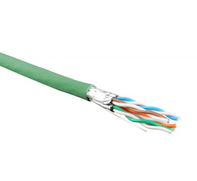 Кабель витая пара BNH, U/FTP, 4 пар., кат. 6A, проводник Ø 0,57мм, AWG23, LSZH (нг(A)-HF), 500МГц, 1м (бухта 305м), тип прокладки: внутри зданий, цвет: зелёный