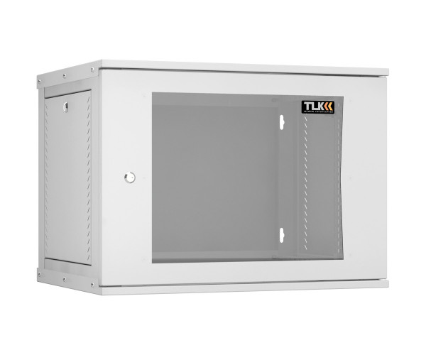 Шкаф телекоммуникационный настенный TLK Lite, 19", 9U, 436х600х450 мм (ВхШхГ), дверь: стекло, боковая панель: сплошная съемная, разборный, цвет: серый
