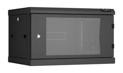 Шкаф телекоммуникационный настенный TLK Classic II, 19", 6U, 370х600х450 мм (ВхШхГ), дверь: стекло, боковая панель: сплошная съемная, разборный, цвет: чёрный