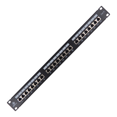 Коммутационная патч-панель BNH, 19", 1HU, портов: 24 х RJ45, кат. 6, универсальная, экр., цвет: чёрный, (B102.1-24-6-UNB)