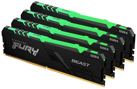 Оперативная память 64Gb DDR4 2666MHz Kingston Fury Beast RGB (KF426C16BB1AK4/64) (4x16Gb KIT)