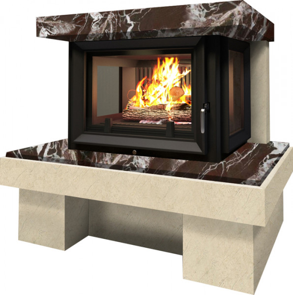 Готовый дровяной каминокомплект Firebird БАЙКАЛ с Maja Crema Nova/Rosso Levanto