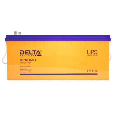 Аккумулятор для ИБП Delta Battery HR, 223х238х522 мм (ВхШхГ),  Необслуживаемый свинцово-кислотный,  12V/200 Ач, цвет: оранжевый, (HR 12-200 L)
