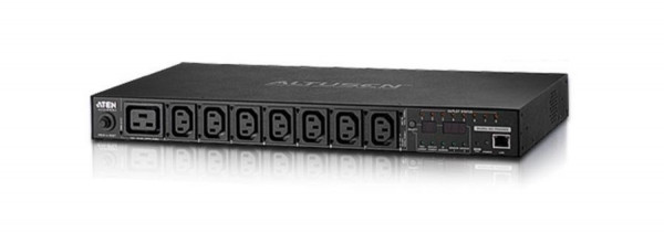 Блок силовых розеток Aten Altusen, вертикальный, неуправляемый, IEC 60320 С13 х 7, IEC 60320 С19 х 1, вход IEC 60320 C20, шнур 3 м, 1U, 44х220,4х432,4 мм (ВхШхГ), 16А, чёрный, с управлением питания розетки