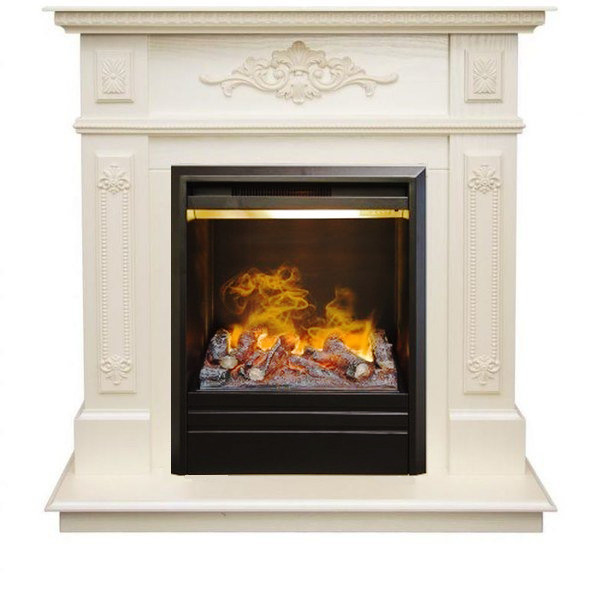 Электрокамин с классическим очагом 3D Real-Flame Lilian STD/EUG WT с очагом 3D Olympic