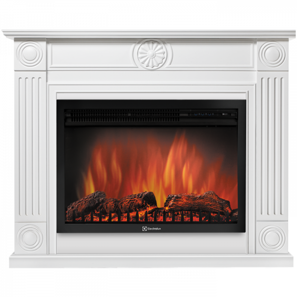 Электрокамин с широким очагом 2D Electrolux EFP/P-2520LS с порталом Firelight Frame 25 шпон белый