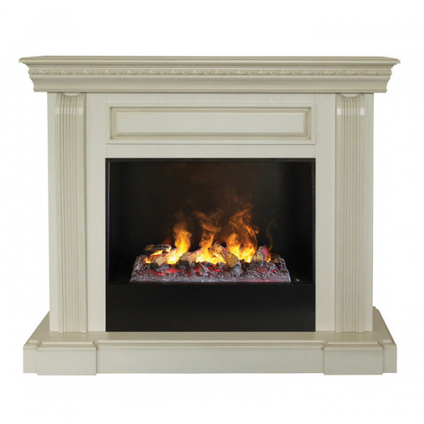 Электрокамин с широким очагом 3D Real-Flame Bogema 26 WT-619G с очагом 3D Cassette 630 + Black вставка