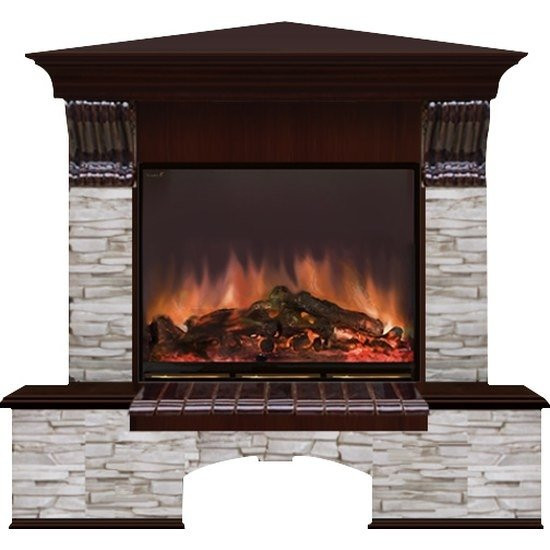 Электрокамин с широким очагом 2D Glenrich Бостон угловой (Arte 23) камень-Мисхор/цвет-Дуб 46