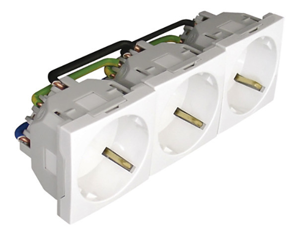 Розетка электрическая Efapel QUADRO 45, 2к+З, 16А, 6 модулей, 45 град., цвет: красный