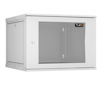 Шкаф телекоммуникационный настенный TLK Lite, 19", 9U, 436х600х600 мм (ВхШхГ), дверь: стекло, боковая панель: сплошная съемная, разборный, цвет: серый