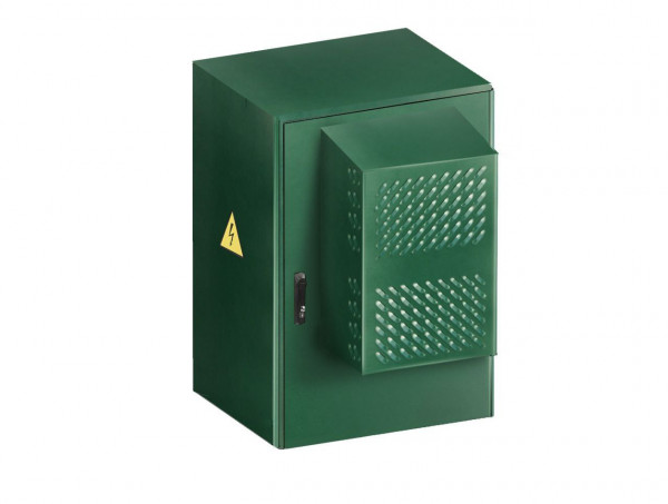 Шкаф уличный всепогодный укомплектованный настенный ЦМО ШТВ-Н, IP54, 18U, корпус: сталь нержавеющая, 900х600х500 мм (ВхШхГ), цвет: зелёный мох, с нагревом, с охлаждением