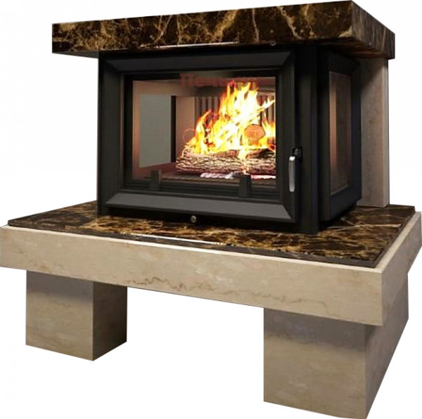 Готовый дровяной каминокомплект Firebird БАЙКАЛ с Zuzia Crema Nova/Emperador Dark