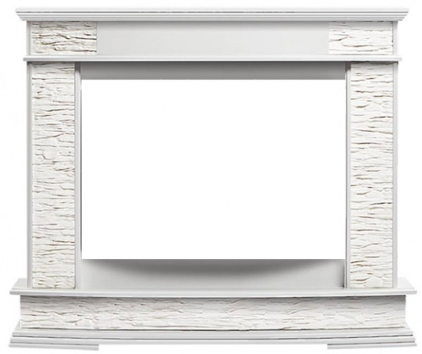 Широкий портал Firelight Scala 25 камень сланец скалистый белый, шпон белый дуб