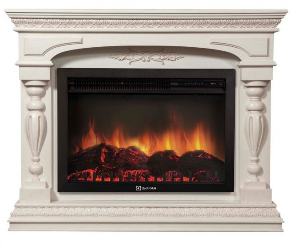 Электрокамин с широким очагом 2D Electrolux EFP/P-3020LS с порталом Firelight Perfetto R 30 белёный дуб