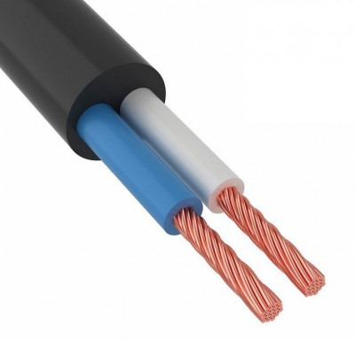 Провод силовой с двумя жилами ПВС 2х1,5 черный ГОСТ ККЗ