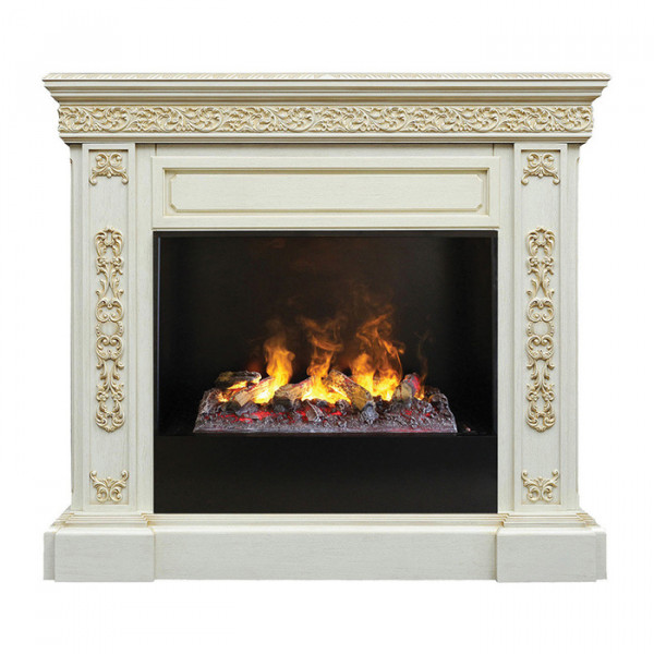 Электрокамин с широким очагом 3D Real-Flame Ekaterina 26 WT с очагом Black вставка + 3D Cassette 630