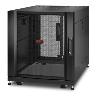 Шкаф серверный напольный APC NetShelter SX, IP20, 12U, 658х600х900 мм (ВхШхГ), дверь: перфорация, задняя дверь: перфорация, боковая панель: сплошная съемная, разборный, цвет: чёрный, (AR3003)