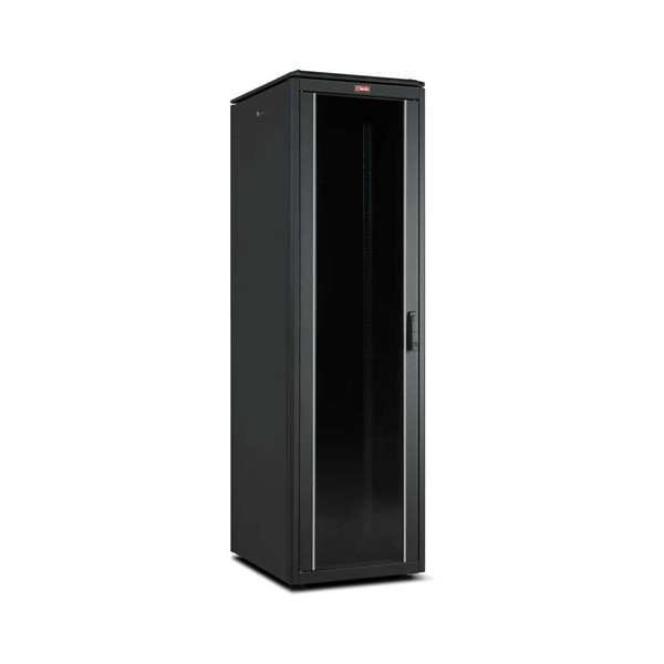 Шкаф телекоммуникационный напольный Lande DYNAmic Basic, IP20, 22U, 1125х600х600 мм (ВхШхГ), дверь: стекло, задняя дверь: металлическая стенка, боковая панель: сплошная съемная, разборный, цвет: чёрный, (LN-DB22U6060-BL-111-F)
