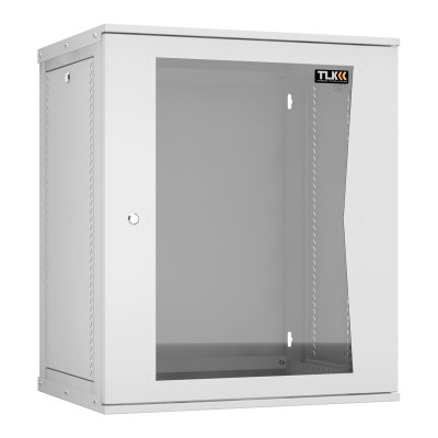 Шкаф телекоммуникационный настенный TLK Lite, 19", 15U, 703х600х450 мм (ВхШхГ), дверь: стекло, боковая панель: сплошная съемная, разборный, цвет: серый