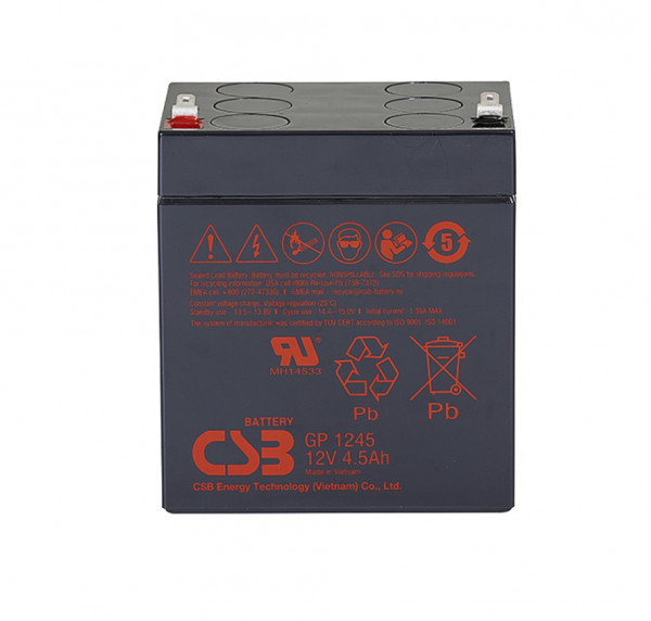 Аккумулятор для ИБП CSB Battery GP, 102,3х69,9х92,8 мм (ВхШхГ),  необслуживаемый свинцово-кислотный,  12V/4,5 Ач, (GP 1245)