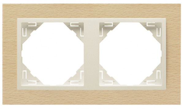 Рамка Efapel Logus90, 2 поста, плоская, универсальная, цвет: бук/жемчуг, линейка "Дерево" (90920 TFP)