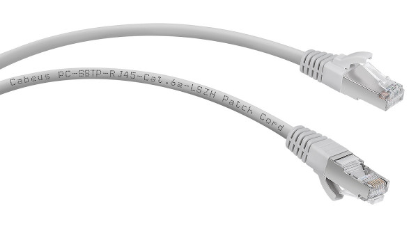 Шнур коммутационный Cabeus, кат. 6A, экр., S/FTP, RJ45/RJ45, d 6,4 10м, LSZH, AWG26 серый, (PC-SSTP-RJ45-Cat.6a-10m-LSZH)