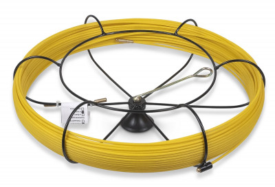 Протяжка для кабеля Cabeus, Полиэтилен, Ø с оболочкой: 4,5 мм, 10 м, металлическая кассета тип2, пруток из стеклопластика, (Pull-M2-4,5-10m)