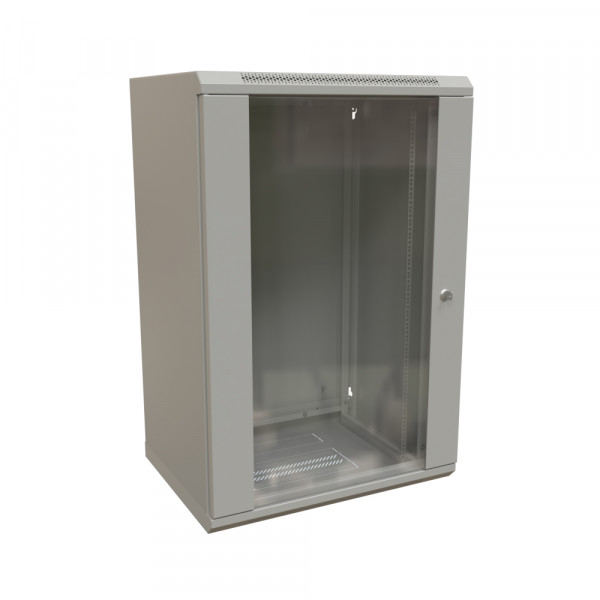 Шкаф телекоммуникационный настенный WRline TW, 19", 18U, 900х600х600 мм (ВхШхГ), дверь: стекло, боковая панель: сплошная несъемная, разборный, цвет: серый