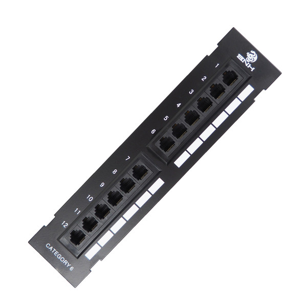 Коммутационная патч-панель BNH, настенная, портов: 12 х RJ45, кат. 6, универсальная, неэкр., цвет: чёрный, (B105-12-6-UNB)