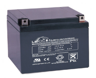 Аккумулятор для ИБП Leoch DJW, 125х175х166,5 мм (ВхШхГ),  необслуживаемый свинцово-кислотный,  12V/28 Ач, (DJW 12-28)