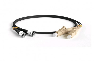 Коммутационный шнур оптический Hyperline, Duplex FC/LC (PC/PC), OM2 50/125, LSZH, Ø 2мм, 1м, цвет: чёрный, (FC-D2-50-FC/PR-LC/PR-H-1M-LSZH-BK)