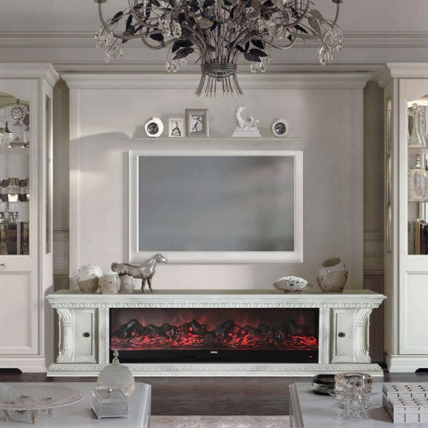 Линейный электрокамин Glenrich Георгия Delux (Premier S130) Белый Мрамор