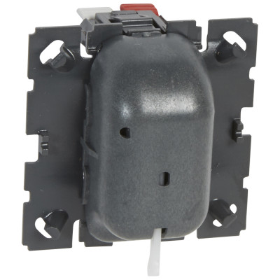 Переключатель Legrand Celiane, одноклавишный, без подсветки, 10АX, цвет: чёрный, шнурковый (067008)