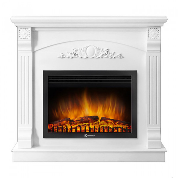 Электрокамин с широким очагом 2D Electrolux EFP/P-2520LS с порталом Firelight Barocco 25 белый