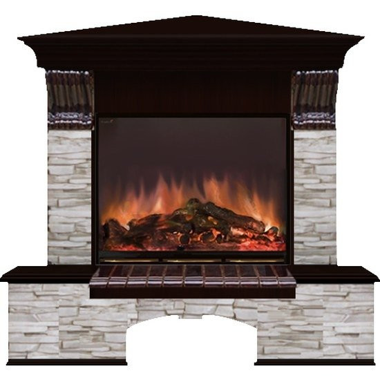 Электрокамин с широким очагом 2D Glenrich Бостон угловой (Arte 23) камень-Мисхор/цвет-Венге