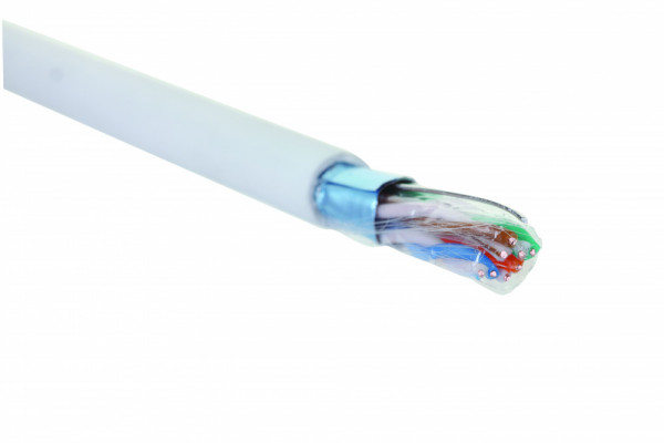 Кабель витая пара Eurolan, F/UTP, 4 пар., кат. 5е, проводник Ø 0,51мм, AWG24, нг(А)-HF, 1м (коробка 305м), тип прокладки: внутри зданий, цвет: белый