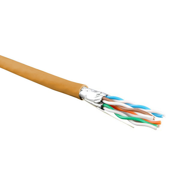 Кабель витая пара Hyperline UFTP4-C6-S23-IN-LSZH, U/FTP, 4 пар., кат. 6, проводник Ø 0,57мм, AWG23, LSZH (нг(A)-HF), 250МГц, 1м (500м), тип прокладки: внутри зданий, цвет: оранжевый
