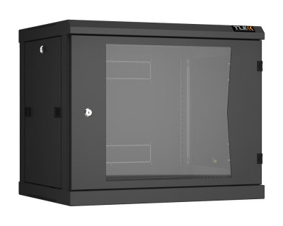 Шкаф телекоммуникационный настенный TLK Classic II, 19", 9U, 503х600х450 мм (ВхШхГ), дверь: стекло, боковая панель: сплошная съемная, разборный, цвет: чёрный