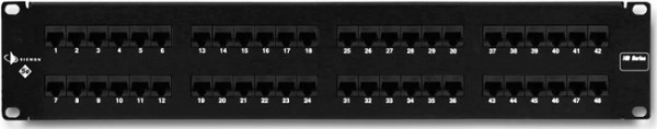 Коммутационная патч-панель Siemon, 19", 2HU, портов: 48хRJ45, кат. 6, универсальная, неэкр., встраиваемый, цвет: чёрный, (HD6-48B)