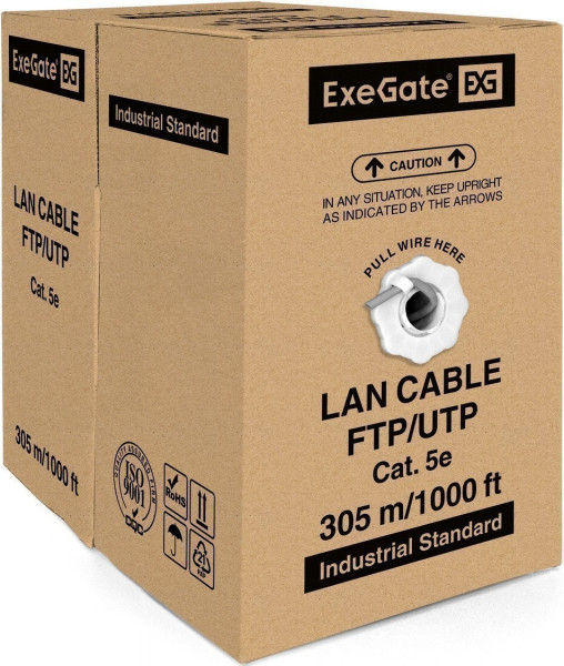 Бухта ExeGate UTP4-C5e-CU-S26-IN-PVC-GY-305, 305м
