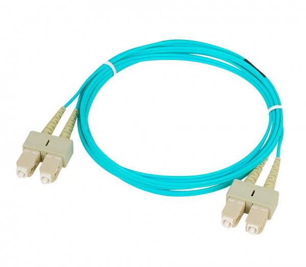 Коммутационный шнур оптический Hyperline, Duplex SC/SC, OM4 50/125, LSZH, 2м, цвет: голубой, (FC-D3-504-SC/PR-SC/PR-H-2M-LSZH-AQ)
