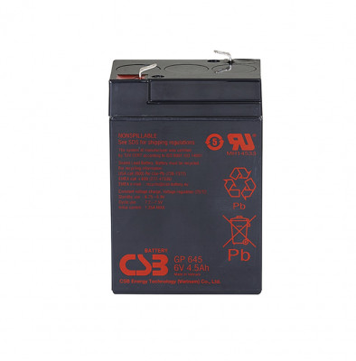 Аккумулятор для ИБП CSB Battery GP, 102х48х70 мм (ВхШхГ),  необслуживаемый свинцово-кислотный,  6V/4,5 Ач, (GP 645)
