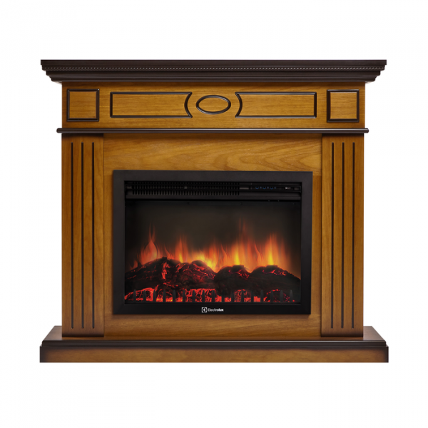 Электрокамин с широким очагом 2D Electrolux EFP/P-2520LS с порталом Firelight Bianco 25 орех