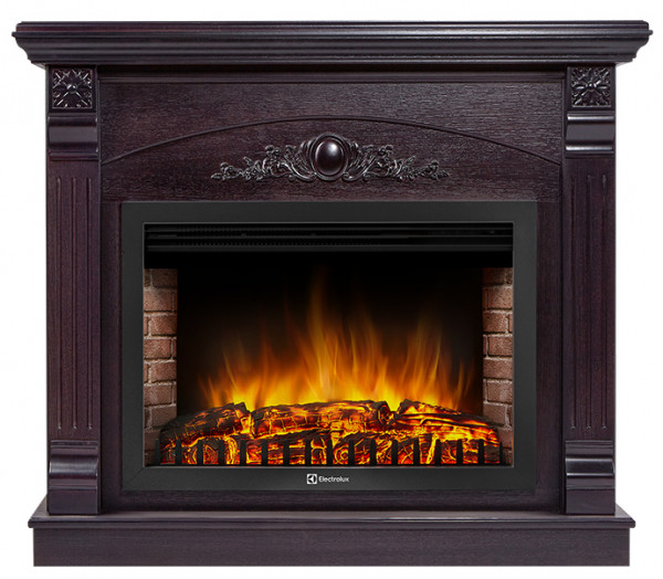 Электрокамин с широким очагом 2D Electrolux EFP/P-3020LS с порталом Firelight Barocco 30 венге